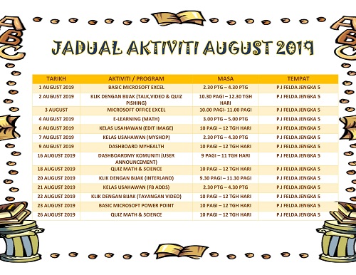 Jadual Kelas August 2019