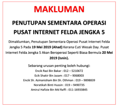 notis penutupan wesak day 2019